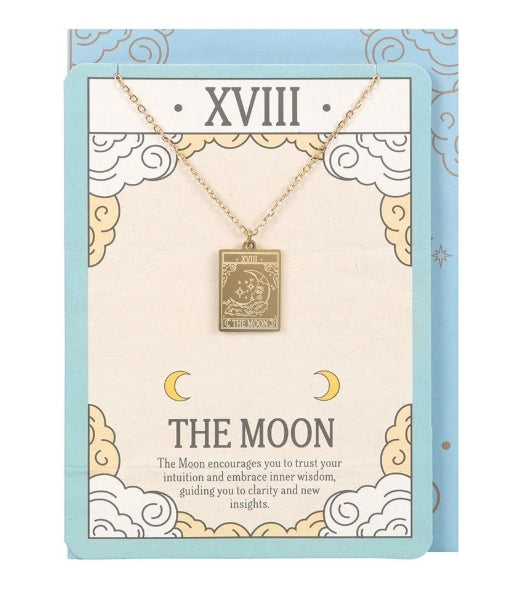 The Moon Vintage Style Tarot Necklace With Greeting Card