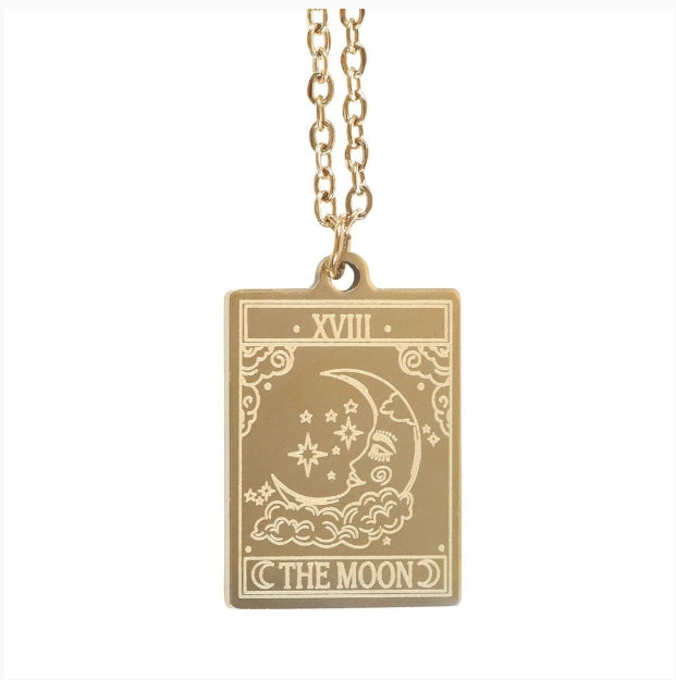 The Moon Vintage Style Tarot Necklace With Greeting Card