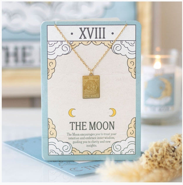The Moon Vintage Style Tarot Necklace With Greeting Card