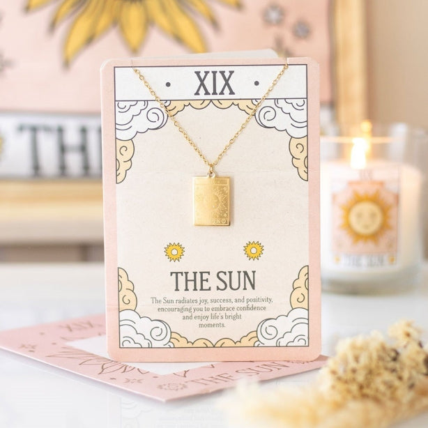 The Sun Vintage Tarot Necklace on Greeting Card