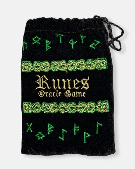 Rose Quartz Rune Set in Velvet Bag