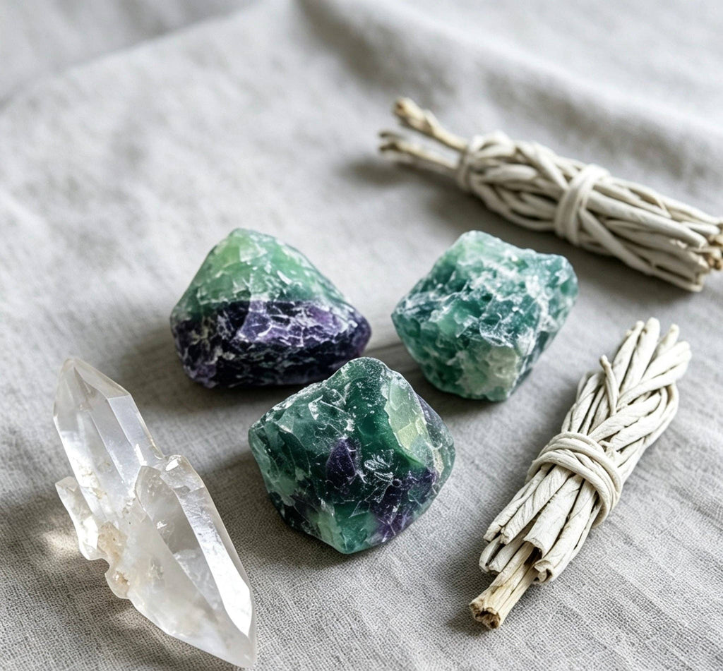 Raw Feather Fluorite Stones 100g | Natural Angel Plume Crystals