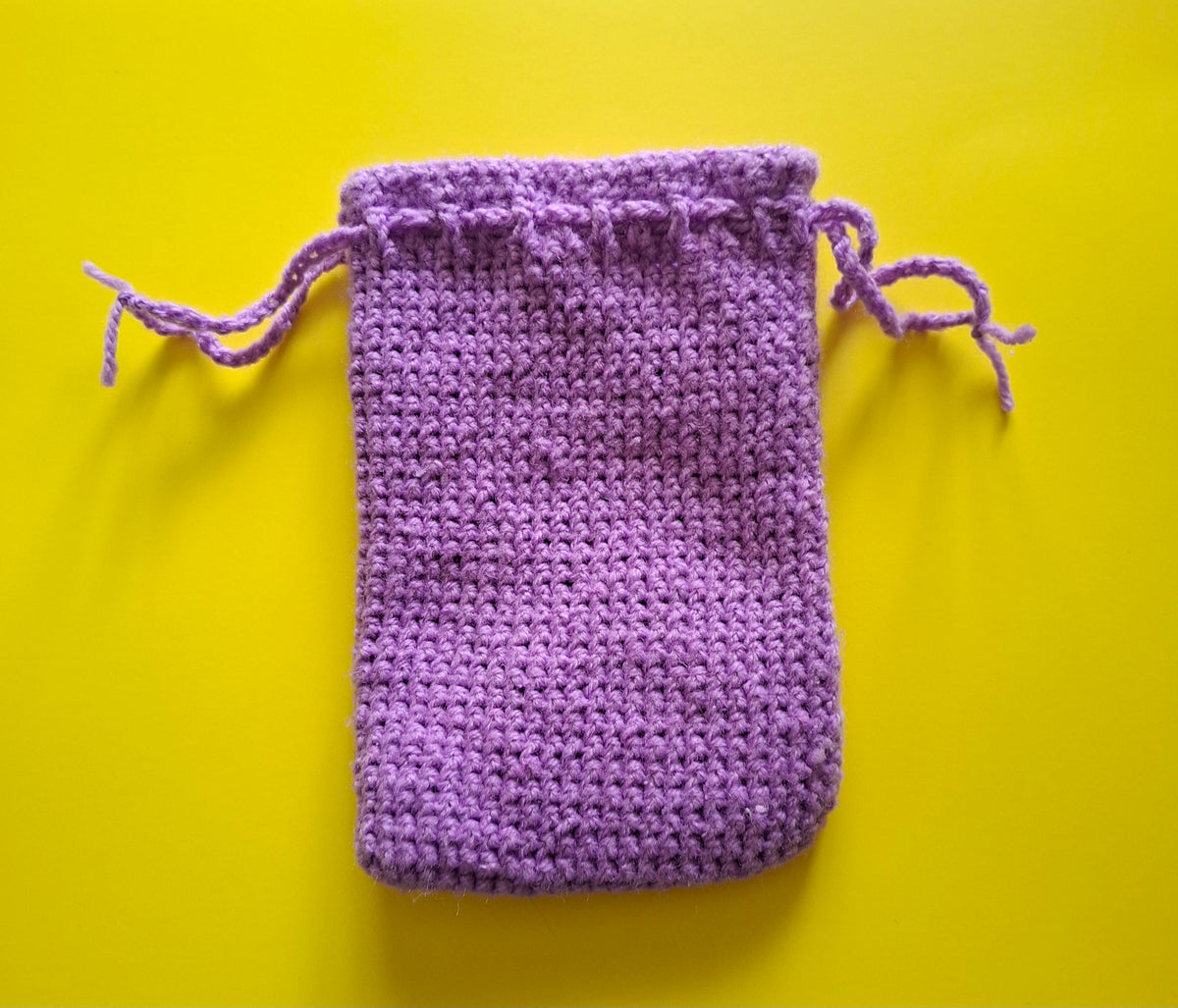 Handmade Crochet Drawstring Bag made by TigerLilyKay