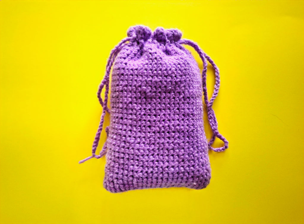 Handmade Crochet Drawstring Bag made by TigerLilyKay
