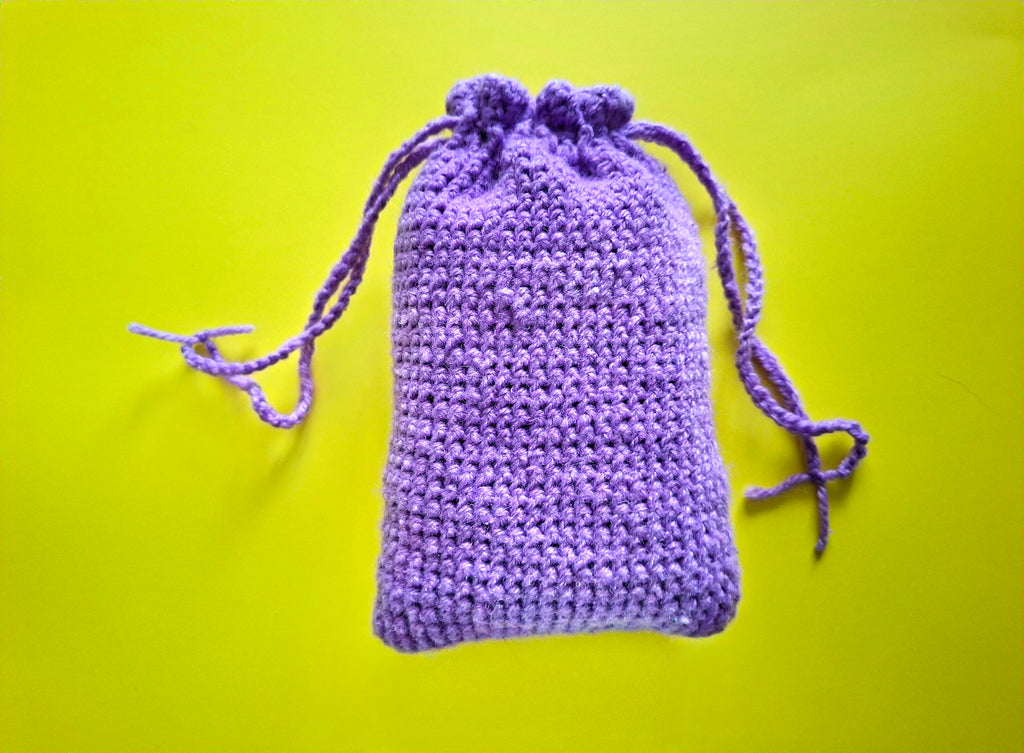 Handmade Crochet Drawstring Bag made by TigerLilyKay