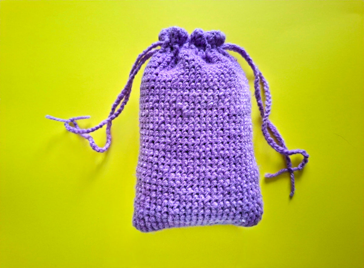 Handmade Crochet Drawstring Bag made by TigerLilyKay