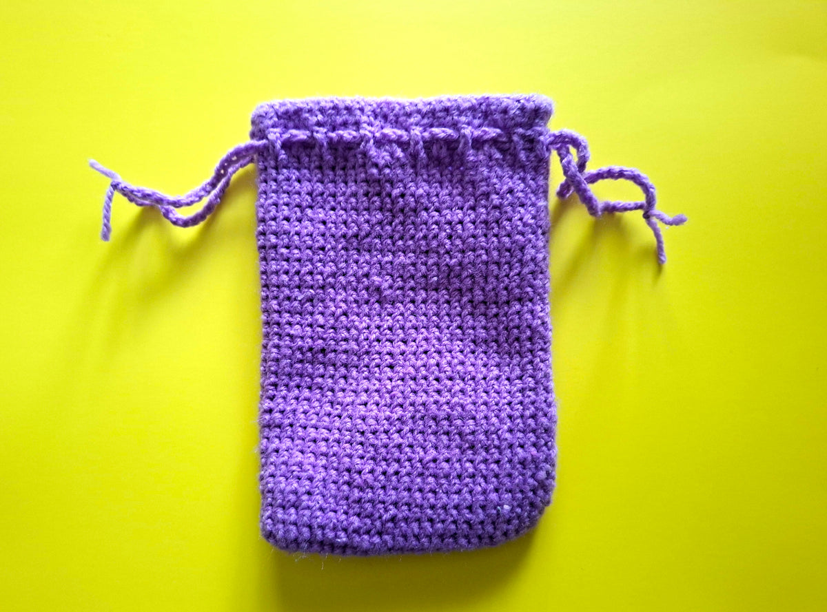Handmade Crochet Drawstring Bag made by TigerLilyKay