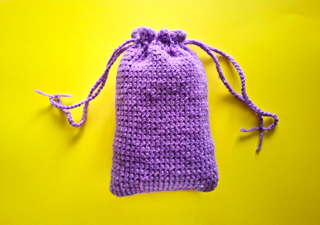 Handmade Crochet Drawstring Bag made by TigerLilyKay