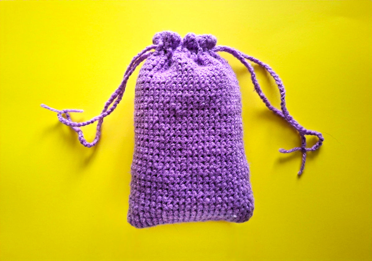 Handmade Crochet Drawstring Bag made by TigerLilyKay